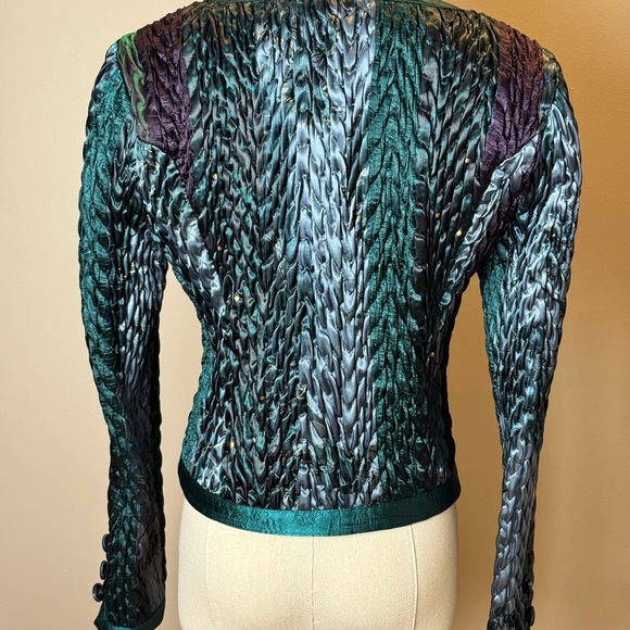 Vintage Jeanne Marc Braided Texture, Teal & Purple Jacket Size Small - Picture 6 of 11